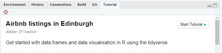 Tutorials pane in RStudio